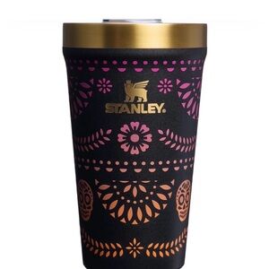 Stanley Dia De Los Muertos Black Tumbler with Gold Orange and Pink Accents